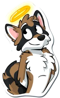 😇 0114572a procione, animale, cartone animato, carino, aureola, adesivo, peloso telegram sticker
