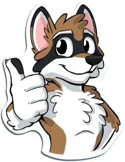 👍 37097d25 animale, procione, furry, cartone animato, pollice in su, carino telegram sticker