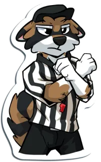 🏁 6b61d186 arbitro, sport, ufficiale, cartone animato, furry, antropomorfo, cane, animale telegram sticker