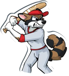 ⚾ a3cbab14 procione, baseball, sport, animale, peloso, cartone animato telegram sticker