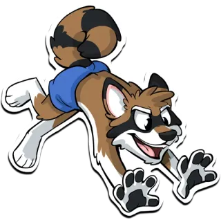 🐶 d9fc05fb procione, cartone animato, animale, personaggio, mascotte, divertente, carino telegram sticker