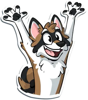 🙌 fcdba7d6 procione, felice, peloso, cartone animato, animale, illustrazione telegram sticker