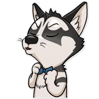 😎 525079a1 หมา, ฮัสกี้, น่ารัก, สัตว์, การ์ตูน, เนคไท, หูกระต่าย, สีขาว telegram sticker