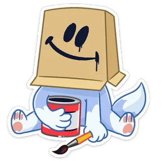 ☺️ 61976250 cartoon, paper bag, paint, brush, cute, character telegram sticker