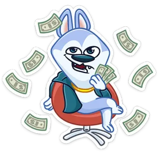 💰 9b12e808 animal, cartoon, money, rich, husky, dog, character telegram sticker