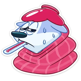 🌡 cb0f041d sick, illness, thermometer, cold, flu, cartoon, character, health telegram sticker