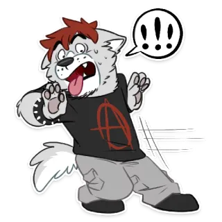 😨 3867a04d Furry, Anthropomorphe, Loup, Anarchie, Cartoon, Autocollant telegram sticker