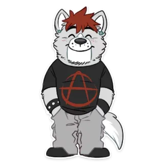 😊 9172182c loup, furry, anarchie, politique, punk, dessin animé, autocollant telegram sticker