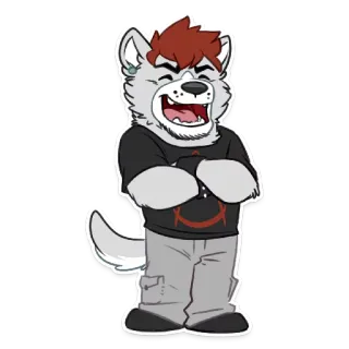 😃 cc5f919e Furry, Anthro, Loup, Cartoon, Personnage telegram sticker