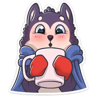 🍵 7391efeb Hund, Cartoon, Tier, Winter, Tasse, Warm, Süß, Fröhlich telegram sticker