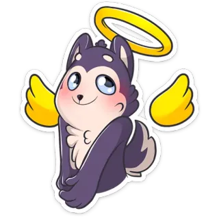 👼 84e685a8 Hund, Engel, Heiligenschein, Flügel, süß, Aufkleber, Tier telegram sticker