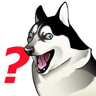 😅 4e371b1d 狗, 哈士奇, 问题, 困惑, 梗, 宠物 telegram sticker
