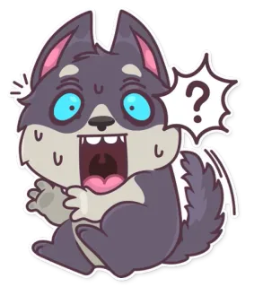 😱 05d2a8df chien, dessin animé, point d'interrogation, choqué, confus, inquiet telegram sticker