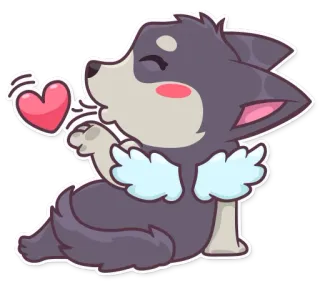 😚 425b0110 chien, animal, mignon, amour, coeur, dessin animé telegram sticker
