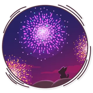 🎆 476cc5aa feu d'artifice, fête, nuit, ciel, chien, silhouette telegram sticker