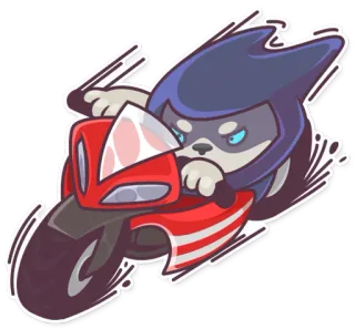 🏍 59ff90e0 chien, moto, vitesse, dessin animé, casque, animal, balade, véhicule telegram sticker