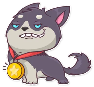 🏅 99172a30 chien, médaille, dessin animé, animal, animal de compagnie, récompense telegram sticker