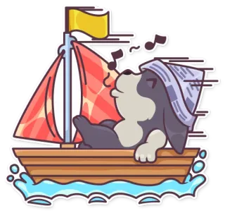 ⛵ b15623b1 chien, voile, bateau, journal, dessin animé, détente, mignon telegram sticker