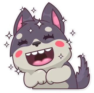 ☺️ b431d391 chien, loup, mignon, pétillant, joyeux, dessin animé telegram sticker