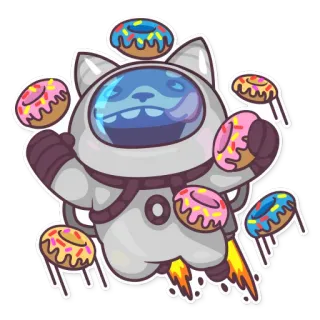 🍩 ccc78297 chat, astronaute, donuts, espace, mignon, dessin animé, kawaii telegram sticker