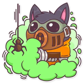 🕷 ce05ef63 animal, chat, masque à gaz, dessin animé, araignée, kawaii, mignon telegram sticker