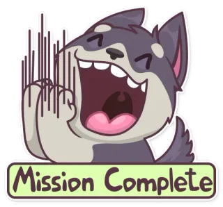 ✅ ded965ae Mission Complete chien, mission accomplie, fête, succès, réussite telegram sticker