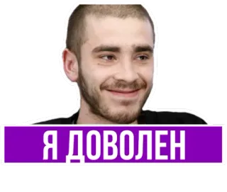 🙂 99fc2da0 Я ДОВОЛЕН 사람, 행복, 러시아어, 텍스트 telegram sticker
