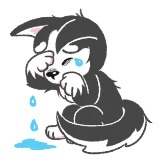 😭 53e73a45 犬, 悲しい, 泣く, 涙, 動物, アニメ, ハスキー telegram sticker