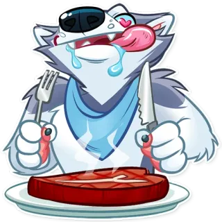 😛 12b8c2c0 tier, essen, fleisch, steak, cartoon, hungrig, abendessen telegram sticker