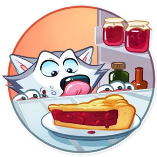 😛 220284a5 wolf, kuchen, cartoon, essen, hungrig, dessert, süß, kühlschrank telegram sticker