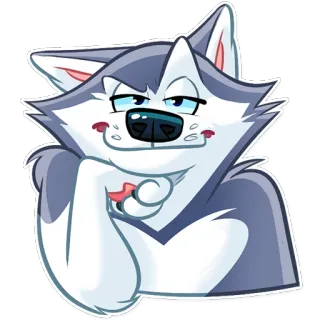 🤨 2430cc91 wolf, husky, tier, cartoon, hund, ausdruck telegram sticker