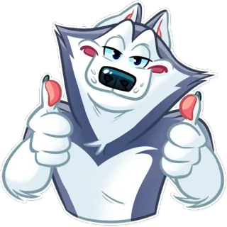 👍 34090b44 Hund, Husky, Daumen hoch, Zustimmung, Cartoon, Tier telegram sticker