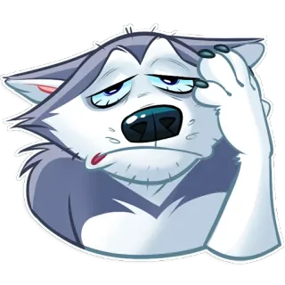 😩 69db50e8 Hund, Husky, traurig, müde, Tier, Cartoon, Emoji telegram sticker