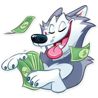 💸 e2d85c7f Wolf, Geld, Bargeld, Dollar, Glücklich, Cartoon, Reich, Gier telegram sticker