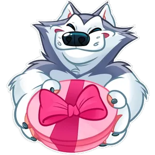☺️ eb9e7321 Wolf, Geschenk, Geschenk, Cartoon, Tier, Süß, Husky telegram sticker
