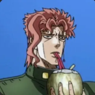 😐 98921757 Noriaki Kakyoin JoJo's Bizarre Adventure 花京院典明, JOJO的奇妙冒险, 动漫, 漫画, 角色, 喝酒, 椰子 telegram sticker