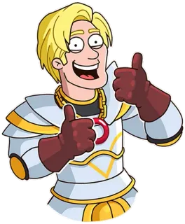 👍 07070da1 ステッカー, 漫画, いいね, 騎士, 鎧, 金髪, ポジティブ telegram sticker