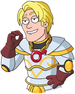 😏 cac64b64 漫画, キャラクター, 金髪, ジェスチャー, 不快 telegram sticker