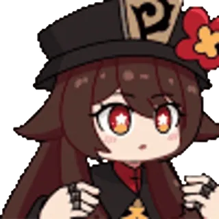 😨 e2084ef6 Hu Tao Genshin Impact 호두, 원신, 애니메이션, 게임 캐릭터, 귀여운, 붉은 꽃, 모자 telegram sticker
