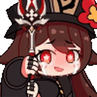 😰 f08c183f Hu Tao Genshin Impact 애니메이션, 원신, 호두, 비디오 게임, 울음, 눈물 telegram sticker