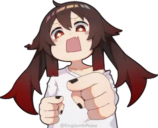 👊 0cb604fc Hu Tao Genshin Impact 动漫, 原神, 胡桃, 可爱, 指, 角色, 电子游戏 telegram sticker