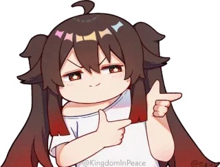 👉 23e43ce4 Hu Tao Genshin Impact @KingdomInPeace 动漫, Q版, 电子游戏, 原神, 胡桃, 角色, 指着 telegram sticker