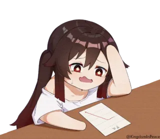 🤨 94d937a4 Hu Tao Genshin Impact 动漫, 女孩, 伤心, 胡桃, 原神, 图表, 表格, Waifu telegram sticker