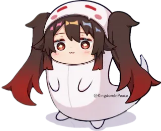 👻 9579303f Hu Tao Genshin Impact @KingdomInPeace 动漫, 胡桃, 原神, 卡通, Q版, 可爱 telegram sticker