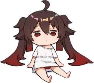 😟 9ab7f649 NekoTsu 动漫, Q版, 可爱, 卡哇伊, 坐着 telegram sticker