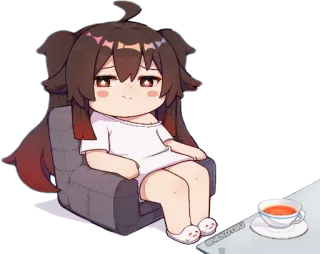 😌 ff6f6c22 NEKOTSU 动漫, 卡通, 可爱, 茶, 放松, Q版 telegram sticker