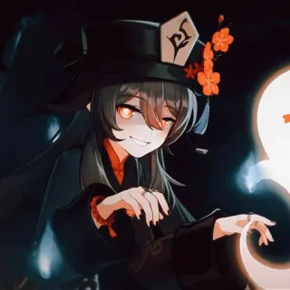 🌟 00074c16 Hu Tao Genshin Impact Anime, Videogame, Geest, Glimlach, Hu Tao, Genshin Impact telegram sticker