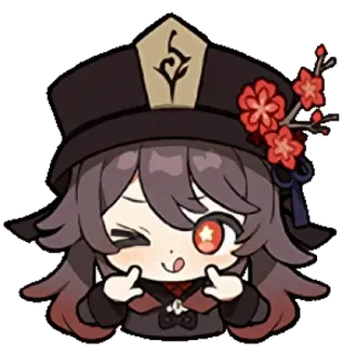 🍂 032b2455 Hu Tao Genshin Impact Hu Tao, Genshin Impact, anime, spel, schattig, chibi, sticker telegram sticker