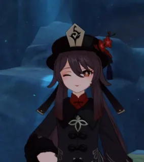 🌟 104c98b8 Hu Tao Genshin Impact Hu Tao, Genshin Impact, Anime, Spel, Knipoog telegram sticker