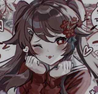 🍎 8e16d42d Dziewczyna anime, Kreskówka, Słodki, Kawaii, Mruganie, Czerwone oczy, Ilustracja telegram sticker